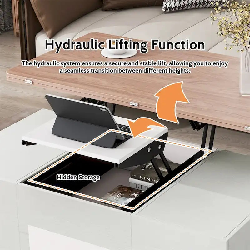 Table basse multifonctionnelle Merax Modern à plateau relevable-6