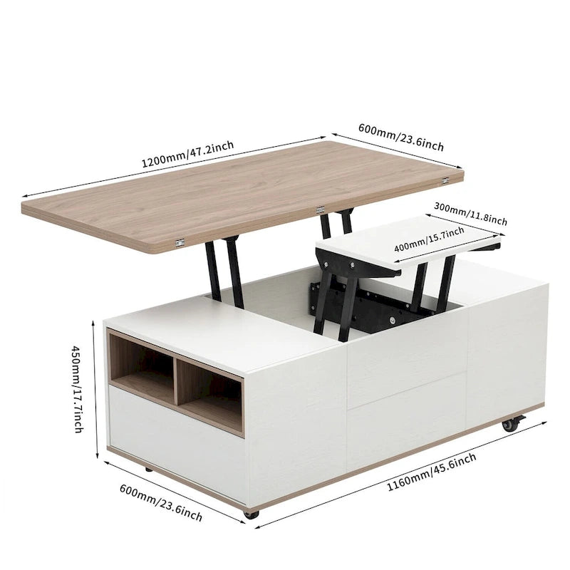 Table basse multifonctionnelle Merax Modern à plateau relevable-8