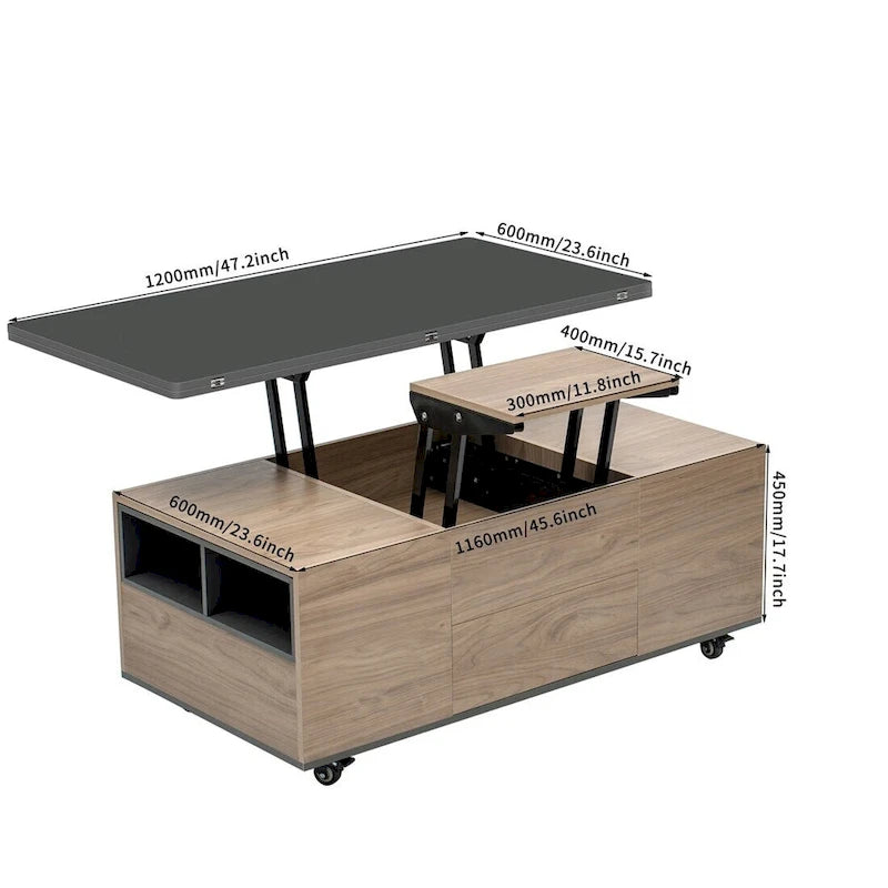 Table basse multifonctionnelle Merax Modern à plateau relevable-19