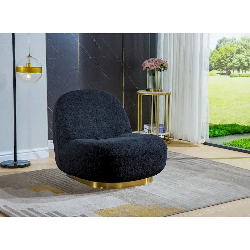 Fauteuil pivotant moderne en velours-4