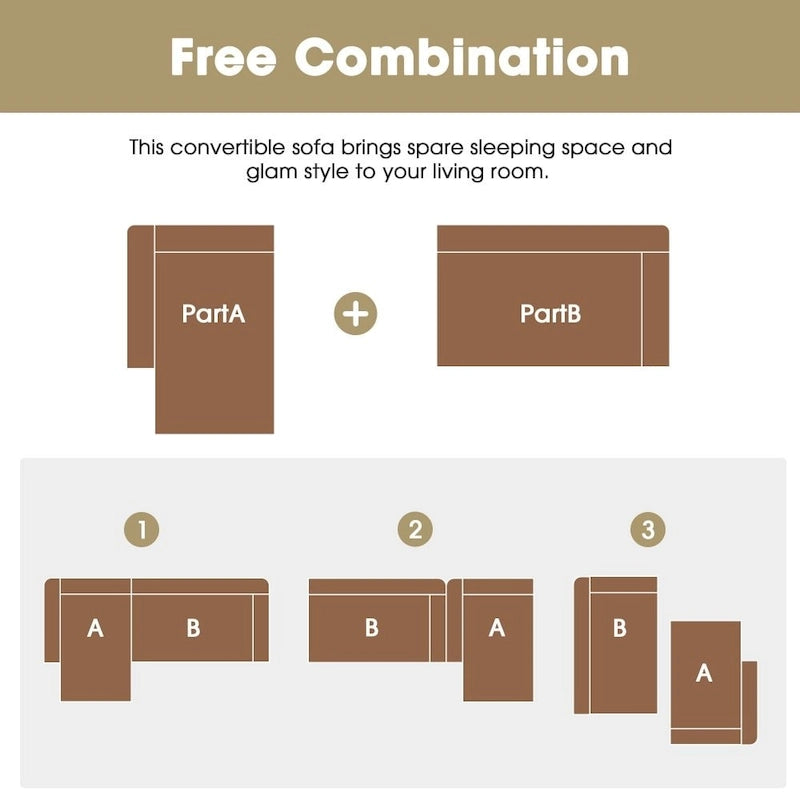 Ensemble canapé d'angle modulable 109x68 pour salon, canapé de style minimaliste moderne, canapé-lit rembourré-3