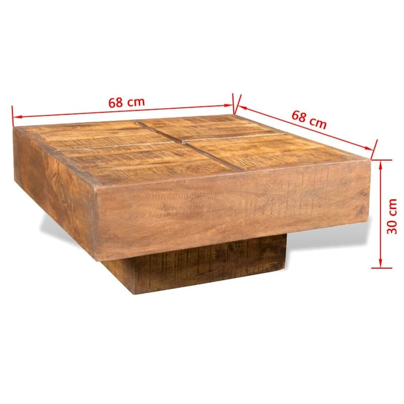 Table basse carrée vidaXL en bois de manguier massif marron - 68,5 x 68,5 x 30,5 cm-5