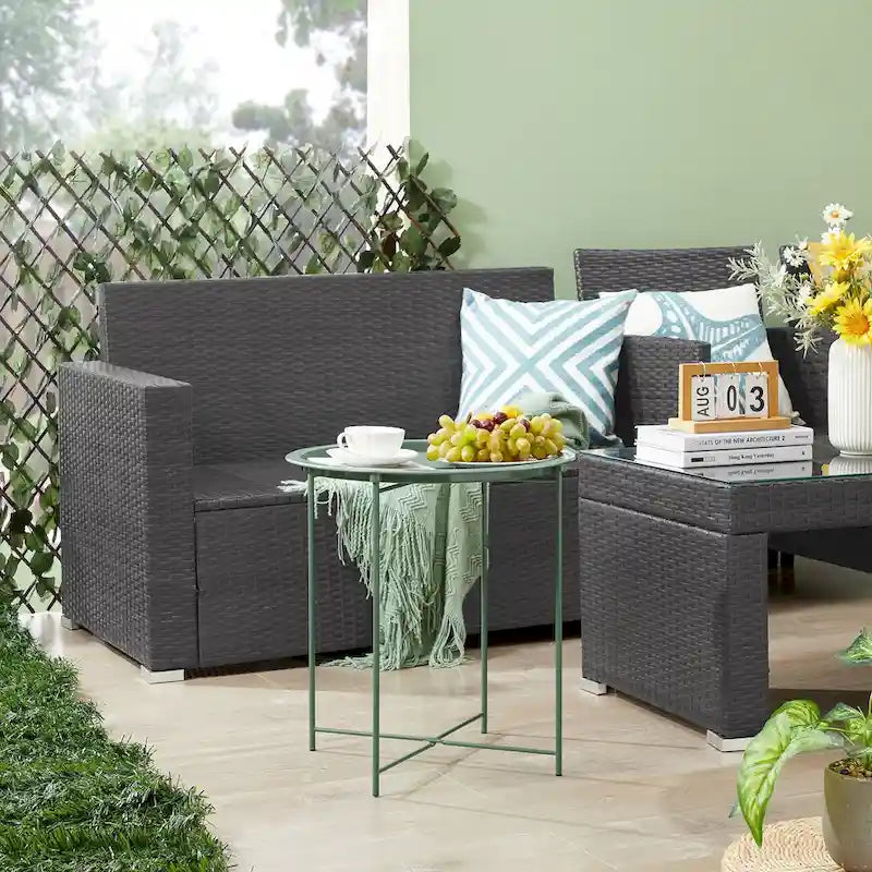 Table d'appoint/de chevet VECELO, ronde et pliante, en métal antirouille et imperméable, pour salon, chambre ou table de nuit.-23