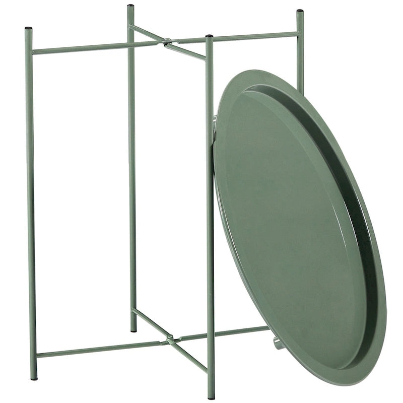 Table d'appoint/de chevet VECELO, ronde et pliante, en métal antirouille et imperméable, pour salon, chambre ou table de nuit.-25