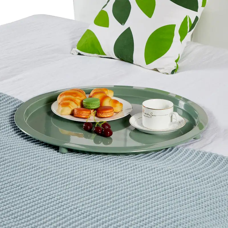 Table d'appoint/de chevet VECELO, ronde et pliante, en métal antirouille et imperméable, pour salon, chambre ou table de nuit.-26