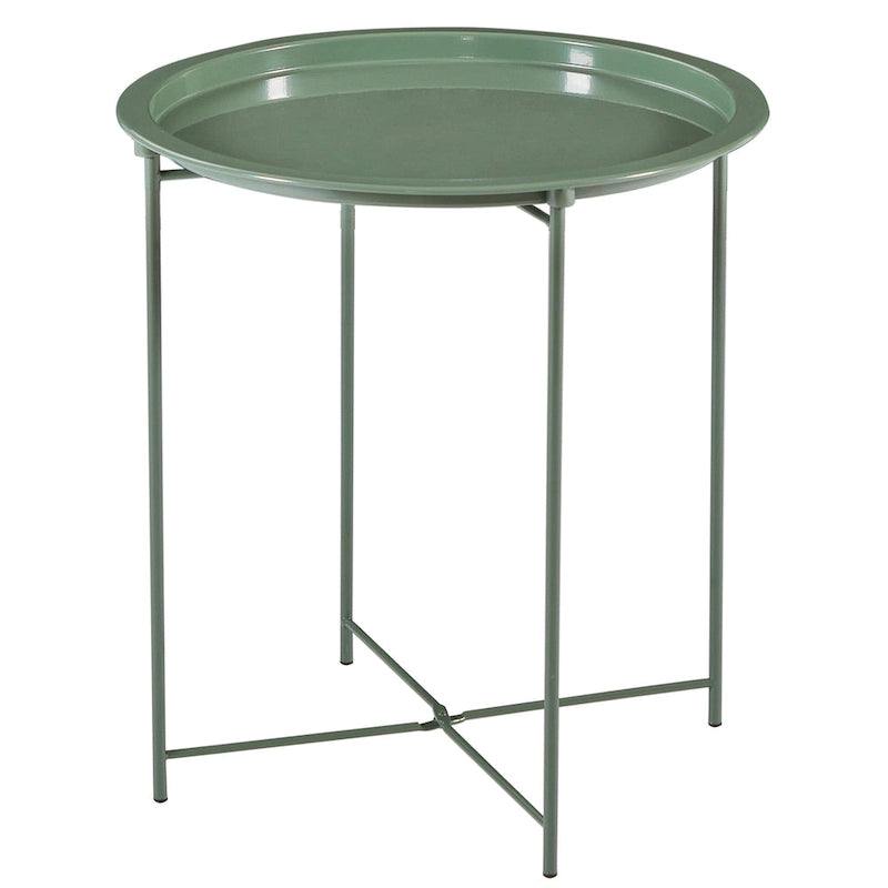 Table d'appoint/de chevet VECELO, ronde et pliante, en métal antirouille et imperméable, pour salon, chambre ou table de nuit.-32