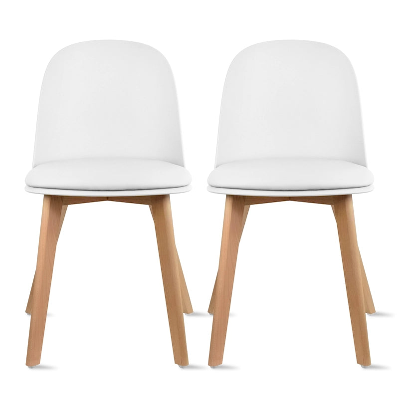 Ensemble de 2 chaises de salle à manger avec dossier, sans accoudoirs, assise en plastique et pieds en bois, idéales pour la cuisine, le bureau ou un ordinateur.-37