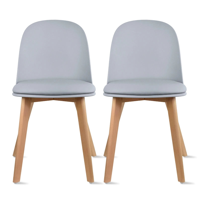 Ensemble de 2 chaises de salle à manger avec dossier, sans accoudoirs, assise en plastique et pieds en bois, idéales pour la cuisine, le bureau ou un ordinateur.-38