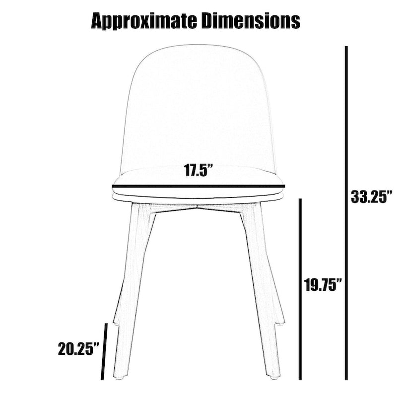 Ensemble de 2 chaises de salle à manger avec dossier, sans accoudoirs, assise en plastique et pieds en bois, idéales pour la cuisine, le bureau ou un ordinateur.-2