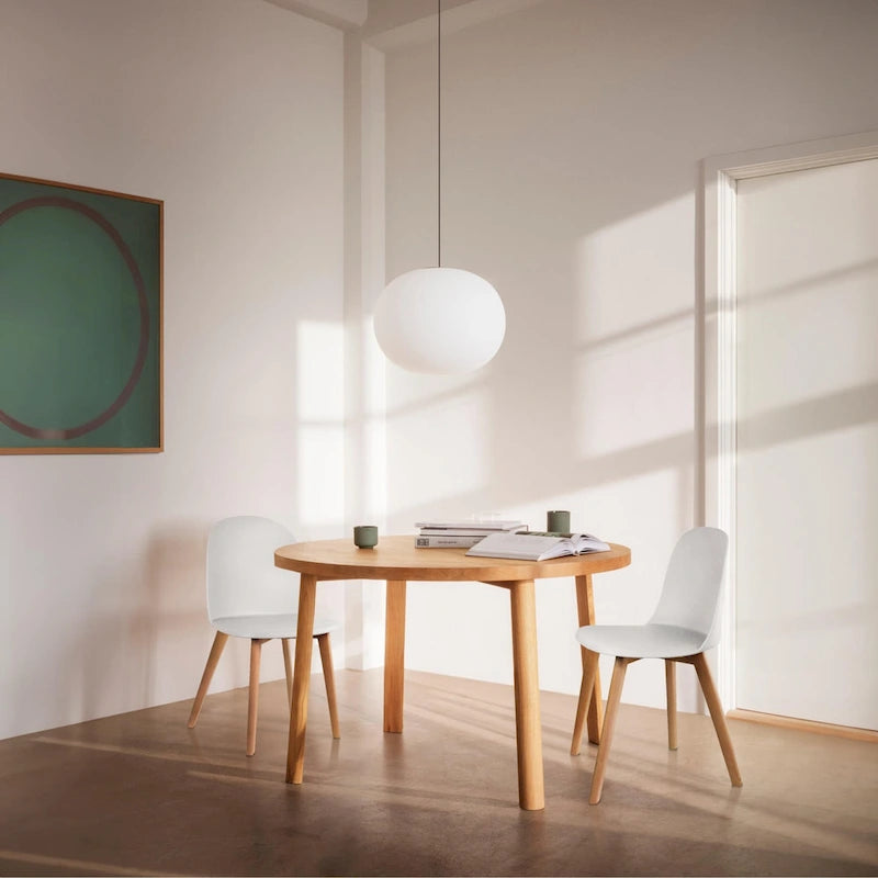 Ensemble de 2 chaises de salle à manger avec dossier, sans accoudoirs, assise en plastique et pieds en bois, idéales pour la cuisine, le bureau ou un ordinateur.-8