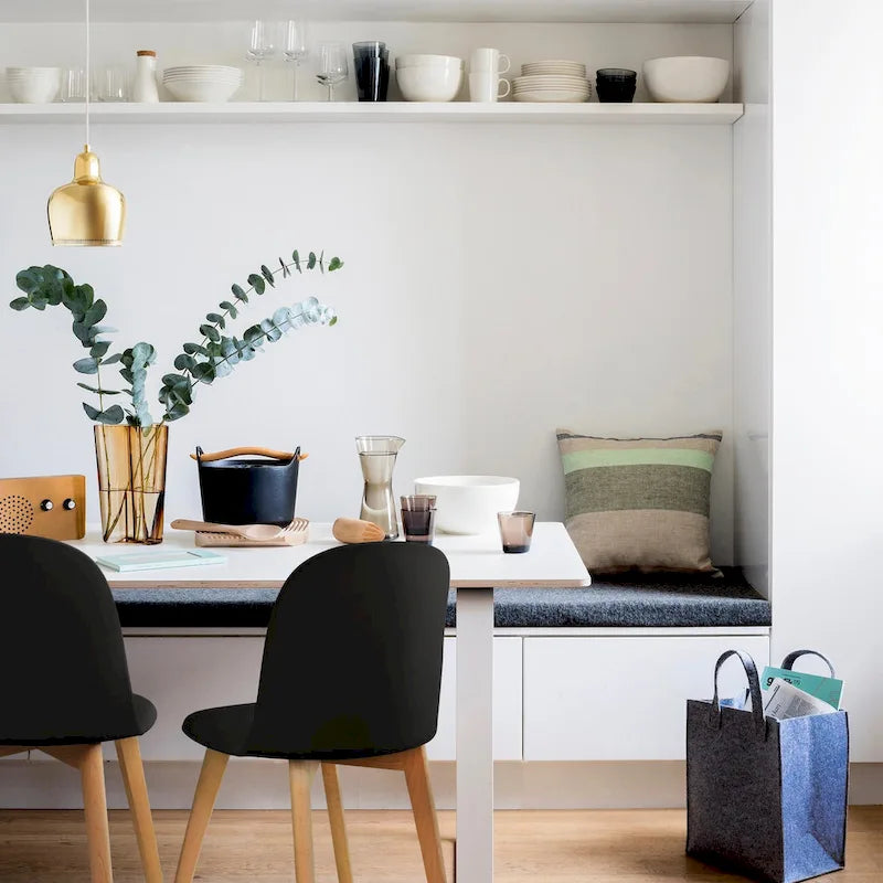 Ensemble de 2 chaises de salle à manger avec dossier, sans accoudoirs, assise en plastique et pieds en bois, idéales pour la cuisine, le bureau ou un ordinateur.-12