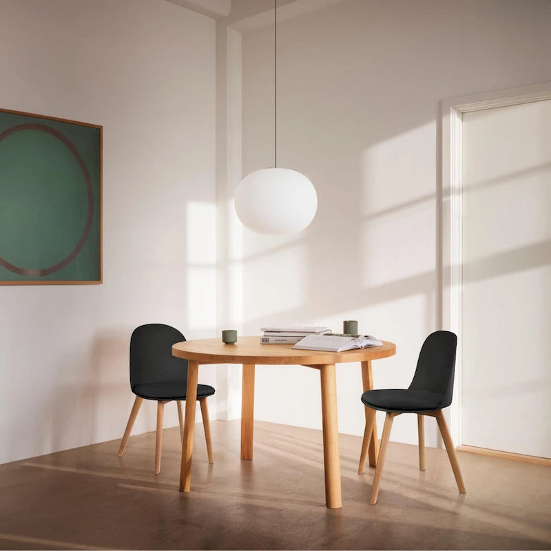Ensemble de 2 chaises de salle à manger avec dossier, sans accoudoirs, assise en plastique et pieds en bois, idéales pour la cuisine, le bureau ou un ordinateur.-15