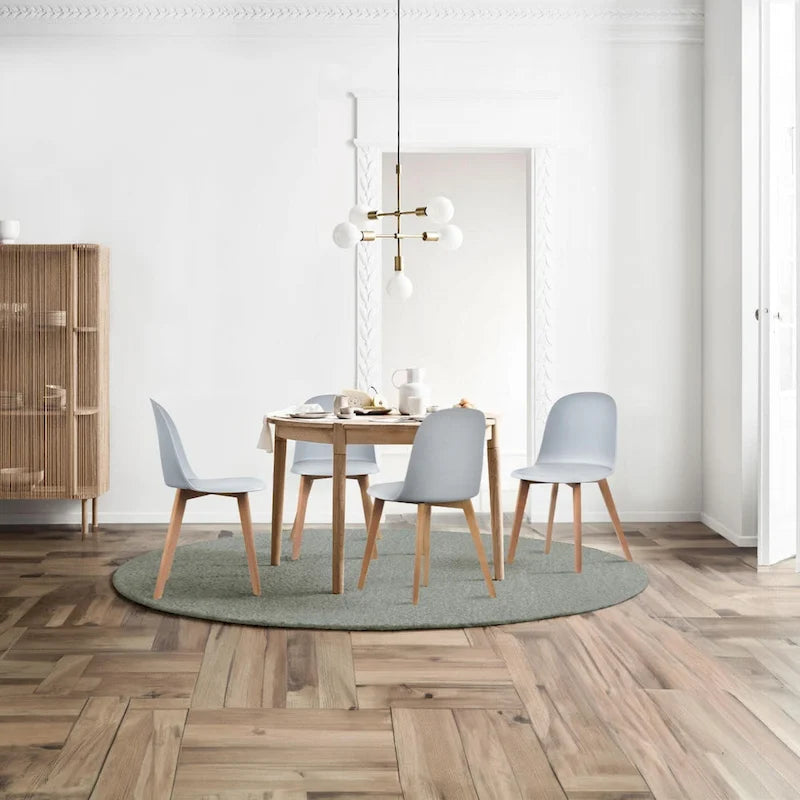 Ensemble de 2 chaises de salle à manger avec dossier, sans accoudoirs, assise en plastique et pieds en bois, idéales pour la cuisine, le bureau ou un ordinateur.-17