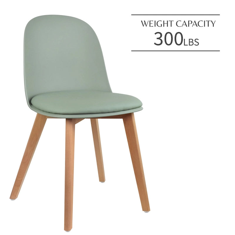 Ensemble de 2 chaises de salle à manger avec dossier, sans accoudoirs, assise en plastique et pieds en bois, idéales pour la cuisine, le bureau ou un ordinateur.-23