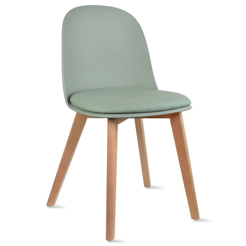 Ensemble de 2 chaises de salle à manger avec dossier, sans accoudoirs, assise en plastique et pieds en bois, idéales pour la cuisine, le bureau ou un ordinateur.-27