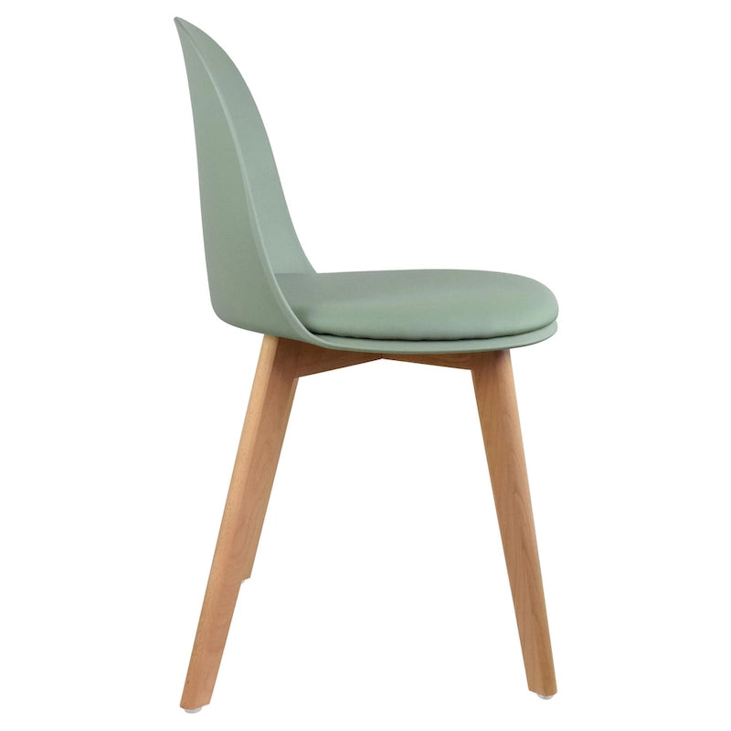 Ensemble de 2 chaises de salle à manger avec dossier, sans accoudoirs, assise en plastique et pieds en bois, idéales pour la cuisine, le bureau ou un ordinateur.-28