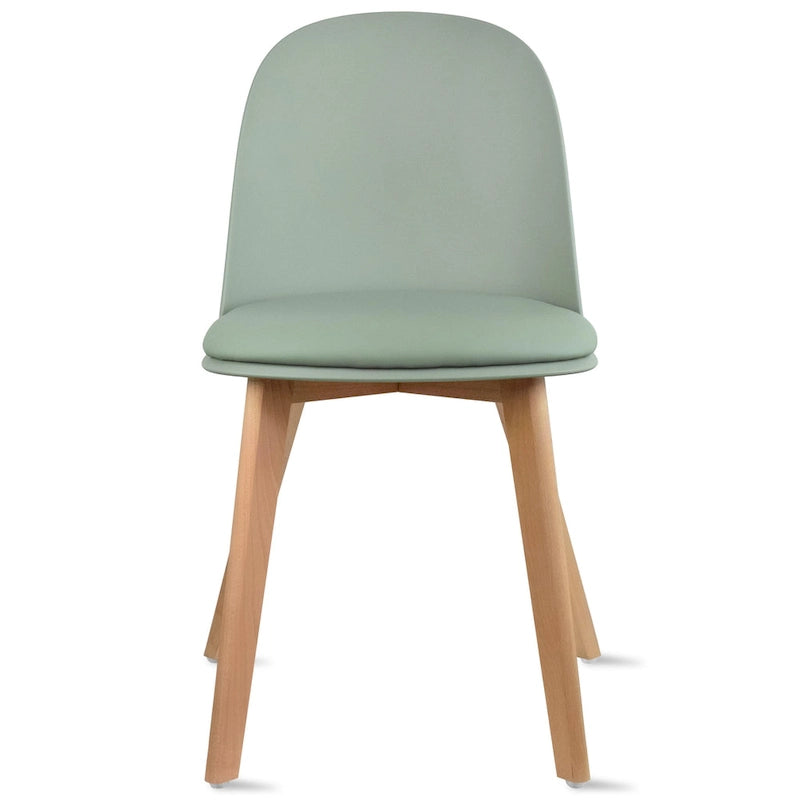 Ensemble de 2 chaises de salle à manger avec dossier, sans accoudoirs, assise en plastique et pieds en bois, idéales pour la cuisine, le bureau ou un ordinateur.-29
