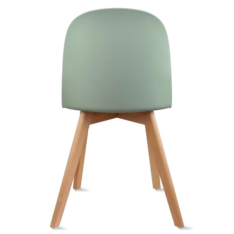 Ensemble de 2 chaises de salle à manger avec dossier, sans accoudoirs, assise en plastique et pieds en bois, idéales pour la cuisine, le bureau ou un ordinateur.-30