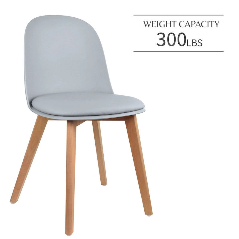 Ensemble de 2 chaises de salle à manger avec dossier, sans accoudoirs, assise en plastique et pieds en bois, idéales pour la cuisine, le bureau ou un ordinateur.-32