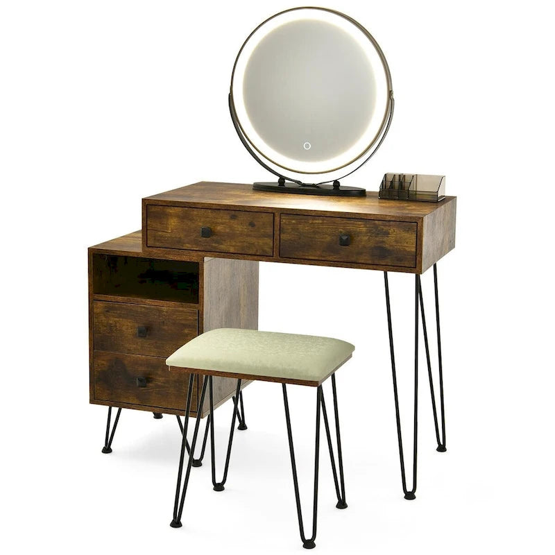 Coiffeuse moderne avec armoire de rangement - 31,5 x 16 x 30 (L x l x H)-3