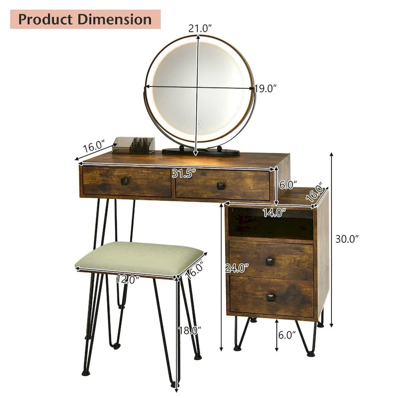 Coiffeuse moderne avec armoire de rangement - 31,5 x 16 x 30 (L x l x H)-5