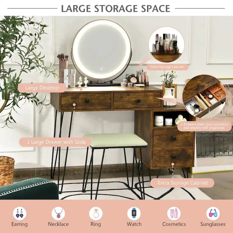 Coiffeuse moderne avec armoire de rangement - 31,5 x 16 x 30 (L x l x H)-7