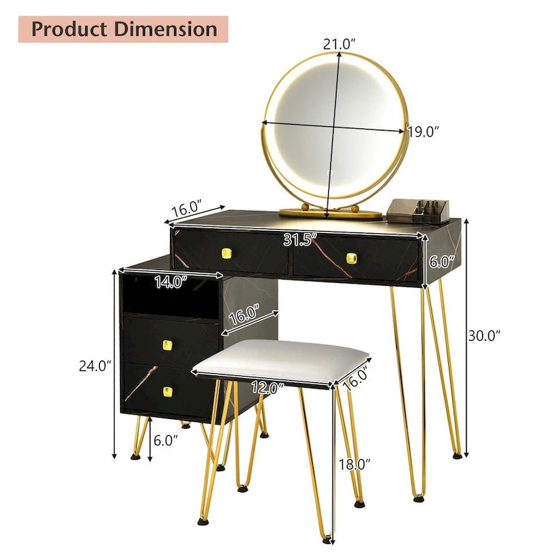 Coiffeuse moderne avec armoire de rangement - 31,5 x 16 x 30 (L x l x H)-10