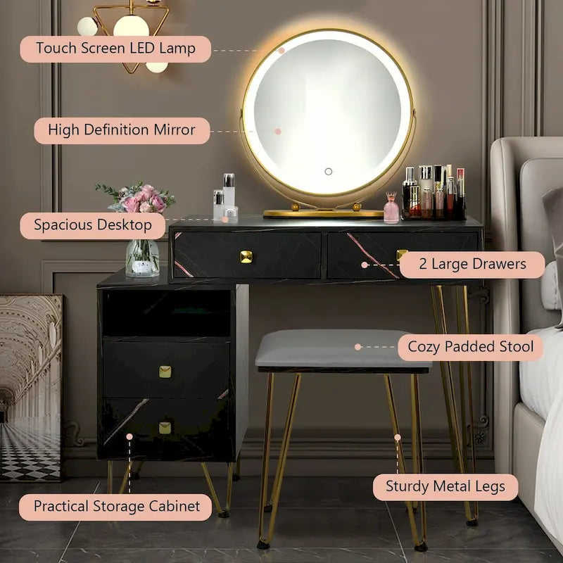Coiffeuse moderne avec armoire de rangement - 31,5 x 16 x 30 (L x l x H)-11