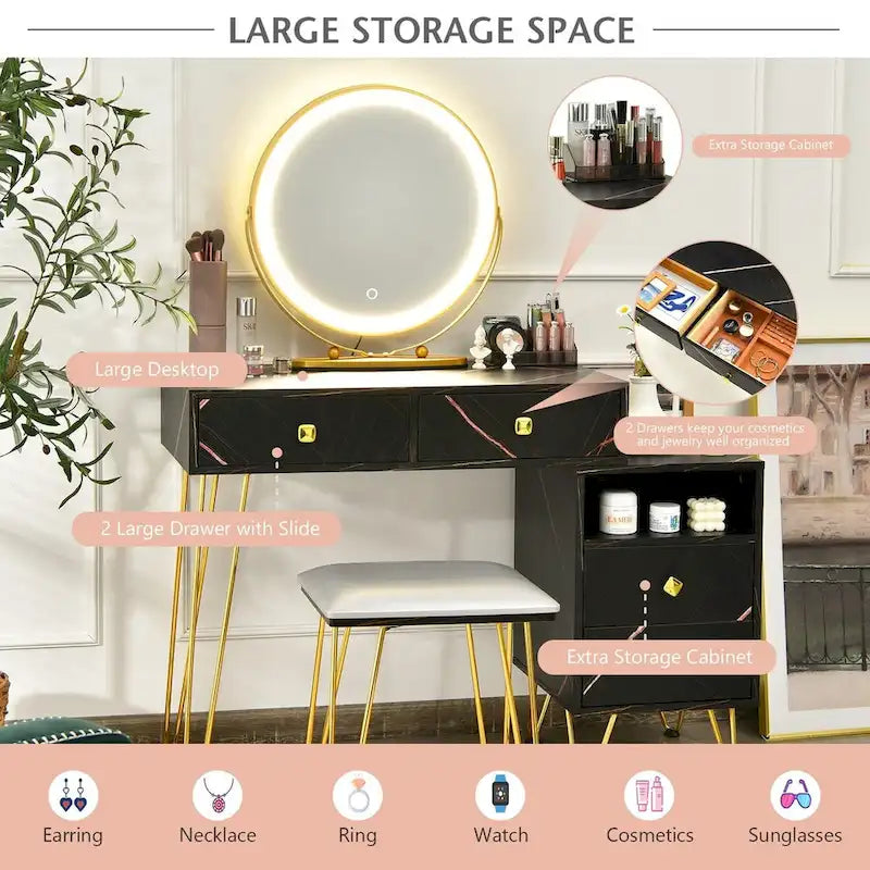 Coiffeuse moderne avec armoire de rangement - 31,5 x 16 x 30 (L x l x H)-14