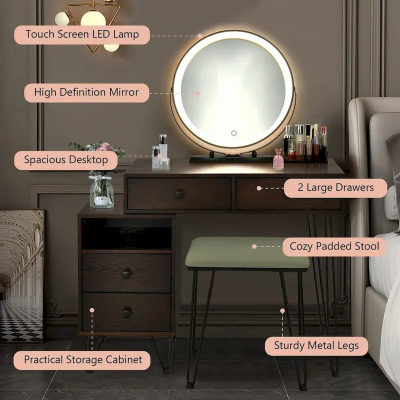 Coiffeuse moderne avec armoire de rangement - 31,5 x 16 x 30 (L x l x H)-16
