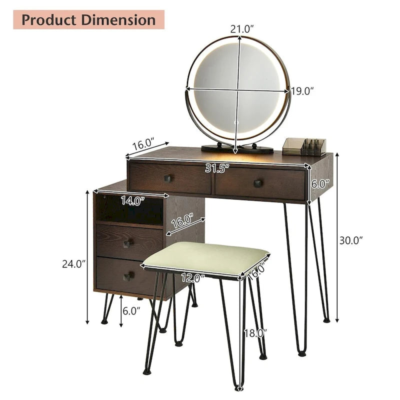 Coiffeuse moderne avec armoire de rangement - 31,5 x 16 x 30 (L x l x H)-17