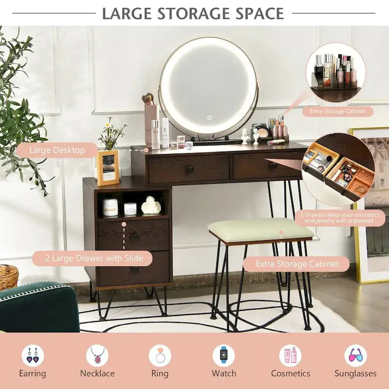 Coiffeuse moderne avec armoire de rangement - 31,5 x 16 x 30 (L x l x H)-19
