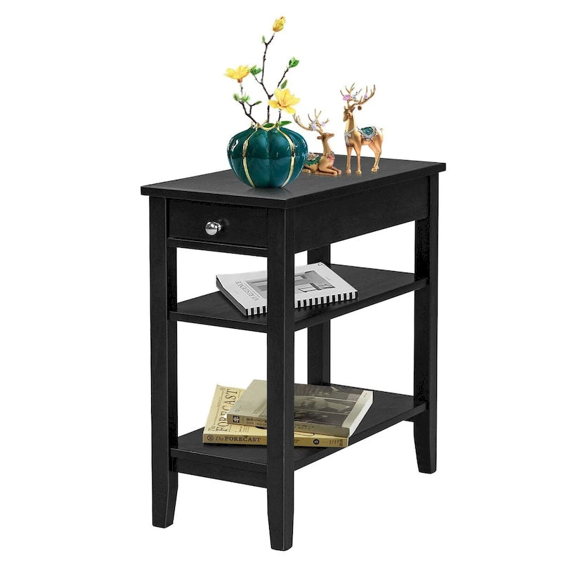 Table d'appoint gain de place avec tiroir et étagères de rangement ouvertes à 2 niveaux-25