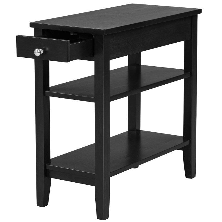 Table d'appoint gain de place avec tiroir et étagères de rangement ouvertes à 2 niveaux-9