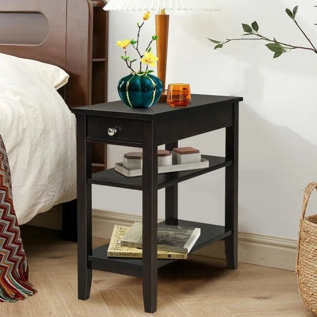 Table d'appoint gain de place avec tiroir et étagères de rangement ouvertes à 2 niveaux-15