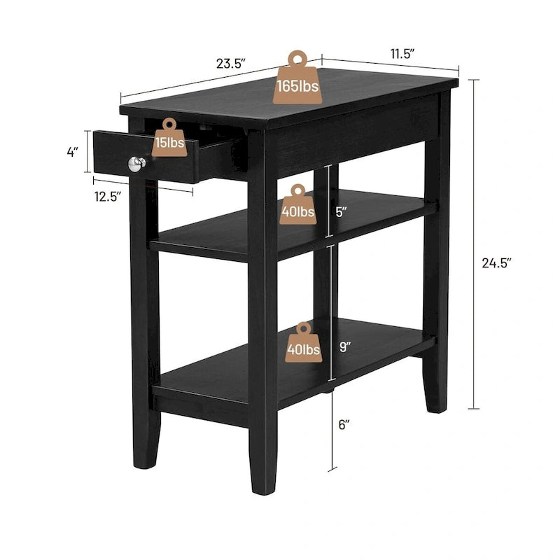Table d'appoint gain de place avec tiroir et étagères de rangement ouvertes à 2 niveaux-19
