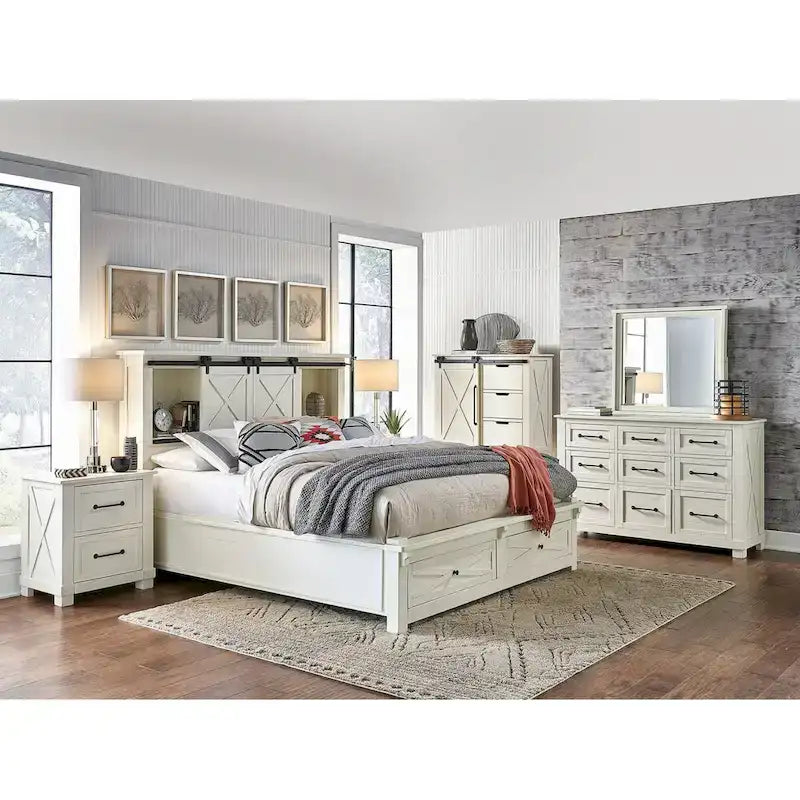 Collection de chambre à coucher Simply Solid Shanna en bois massif, 6 pièces avec rangement
