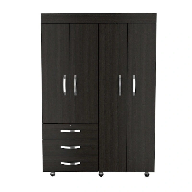 Armoire mobile Denver avec tringles, meuble à double porte, 3 tiroirs et 2 étagères - Non disponible-5
