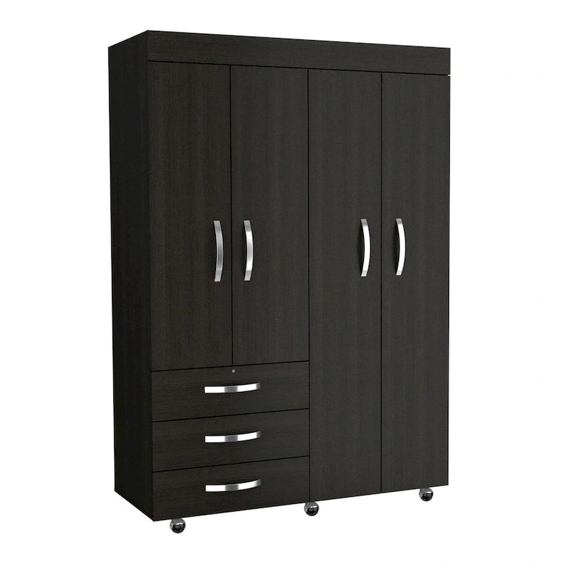 Armoire mobile Denver avec tringles, meuble à double porte, 3 tiroirs et 2 étagères - Non disponible-8