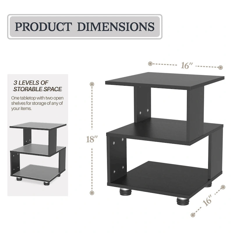 Tables de chevet modernes à deux niveaux en forme de cube magique avec un design rectangulaire creux intemporel-6