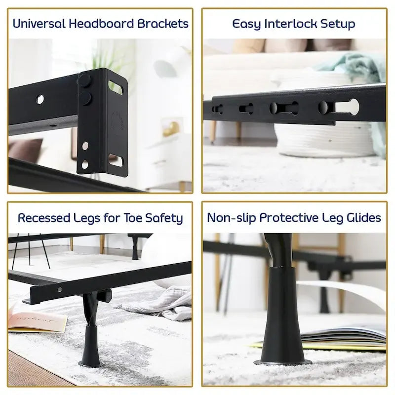 Cadre de lit extensible Clara Clark en métal à 4 pieds - Queen, Full, Twin-6