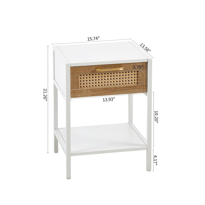 Table de chevet/table d'appoint/table de chevet moderne en rotin naturel avec tiroir (lot de 2)-2