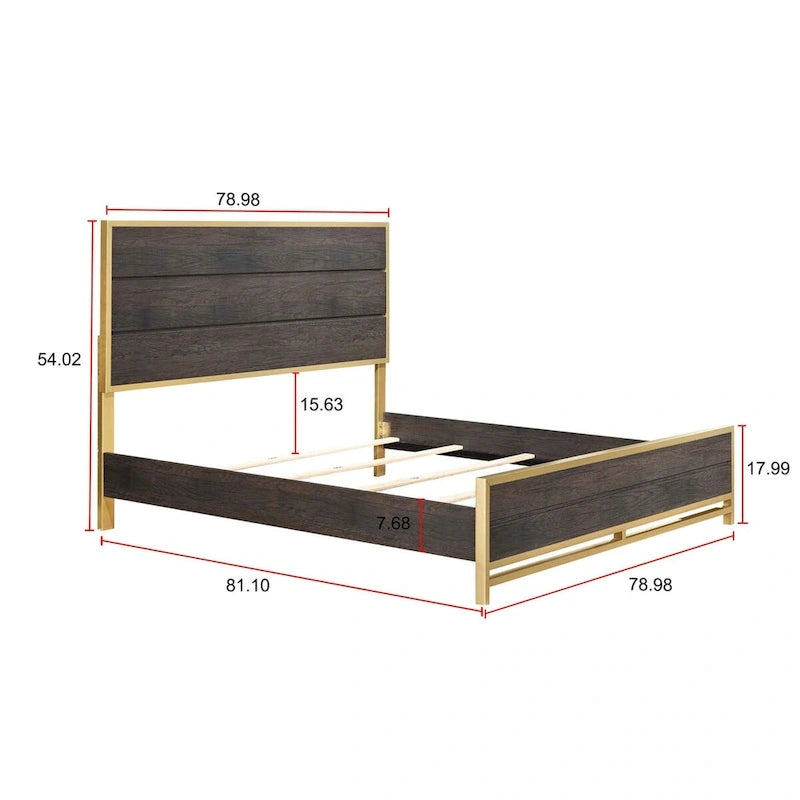 Ensemble de chambre à coucher Wedro 6 pièces à panneaux rustiques marron foncé