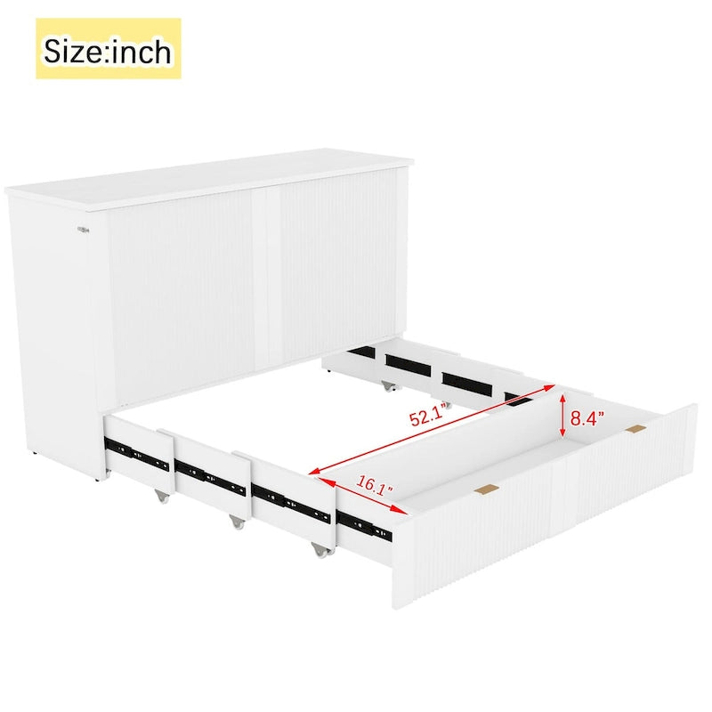 Lit escamotable Queen Size avec tiroir et prises électriques-7