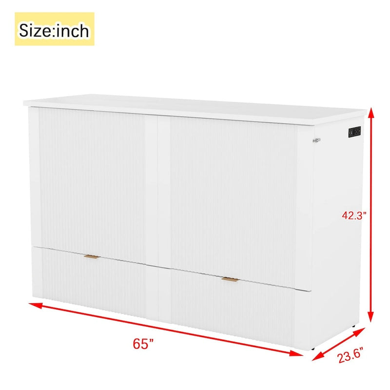 Lit escamotable Queen Size avec tiroir et prises électriques-13