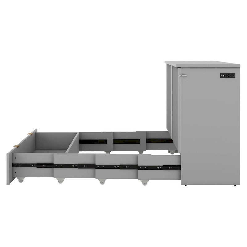 Lit escamotable Queen Size avec tiroir et prises électriques-18