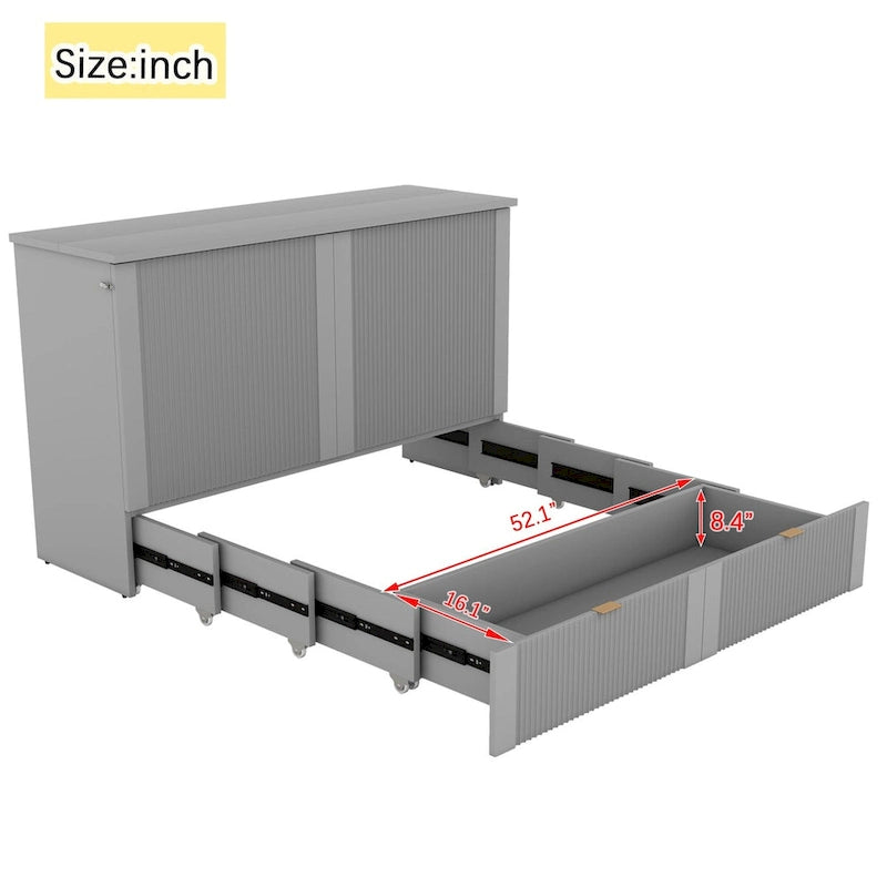 Lit escamotable Queen Size avec tiroir et prises électriques-22