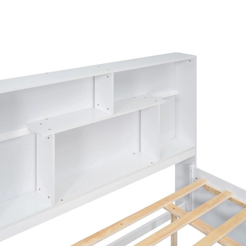 Lit plateforme Queen Size avec tête de lit de rangement et 2 tiroirs-2