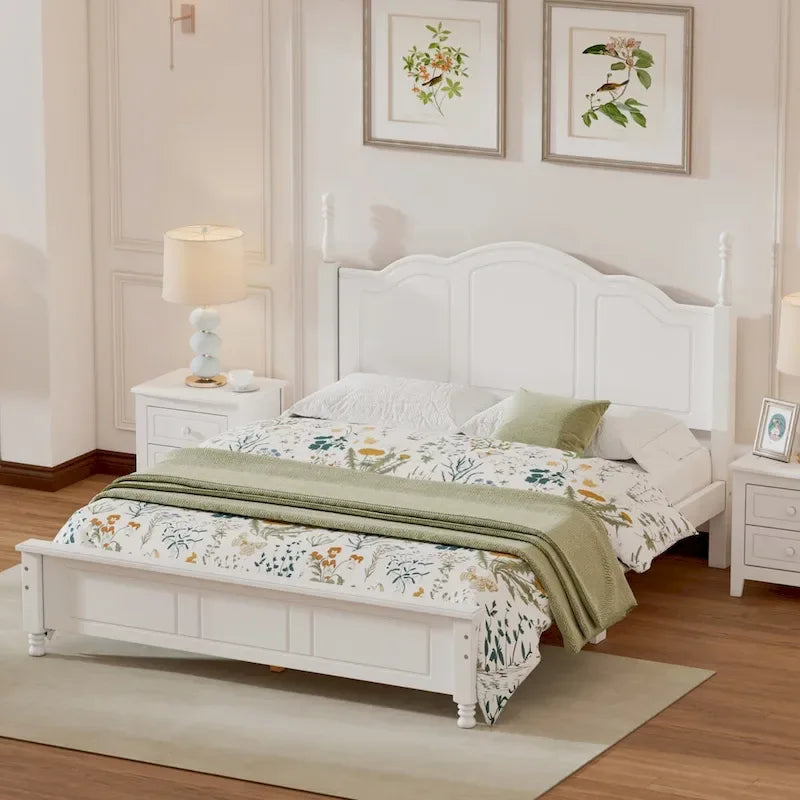 Cadre de lit plateforme, lit plateforme de style rétro avec support à lattes en pin,-10