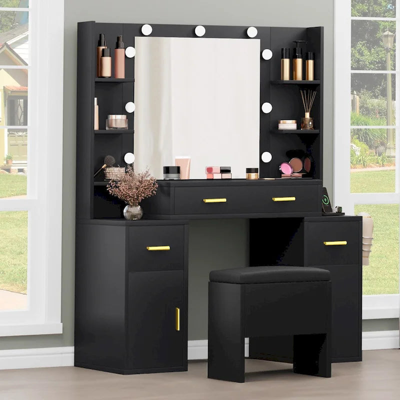 Meuble-lavabo Moasis avec prises intégrées et miroir éclairé - 55,1 cm H x 43,3 cm P x 15,74 cm l-16